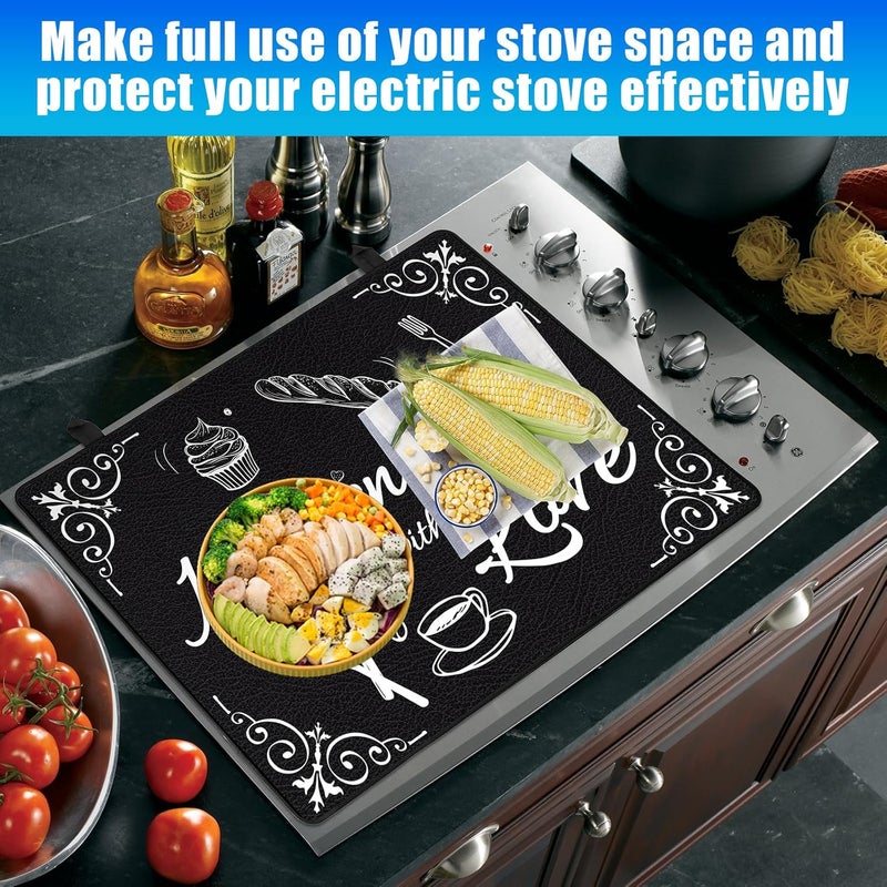 PAHTTO Stove Top Covers for Electric Stove, 28.5x20.5" Heat Resistant Glass Stovetop Protector Cover, Multifunctional Protector Mat for Counter/Washer Top, with Silicone Stove Gap Covers, Dish Washer Safe - Image 3